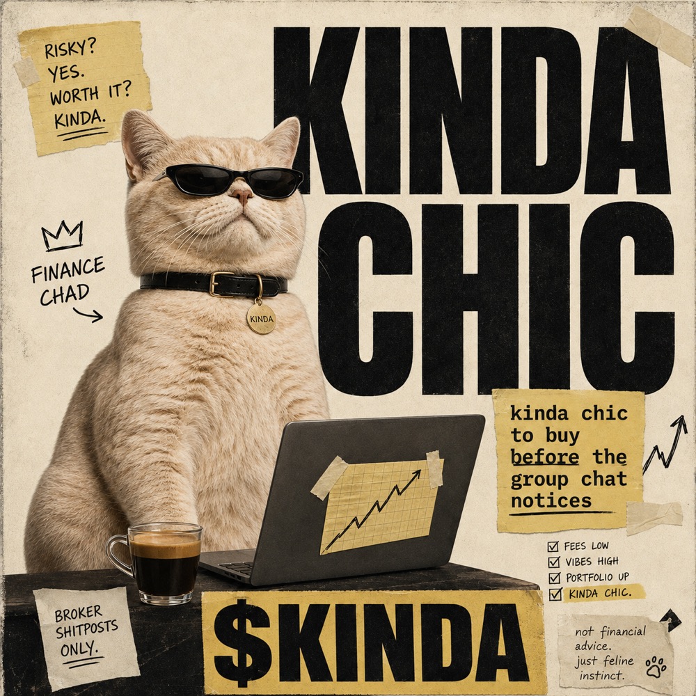 Finance Chad Cat seated at a laptop with an espresso